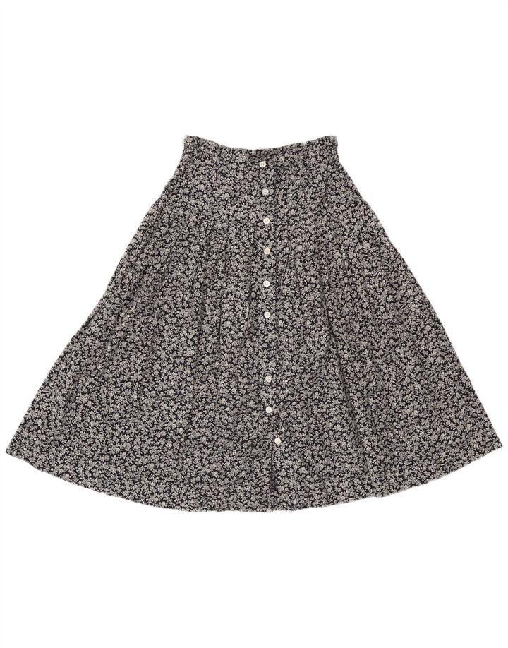 Simonetta Womens Pleated A-Line Skirt W26 Small Navy Blue Floral