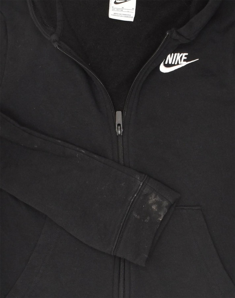 NIKE Boys Zip Hoodie Sweater 11-12 Years Medium Black Cotton | Vintage Nike | Thrift | Second-Hand Nike | Used Clothing | Messina Hembry 