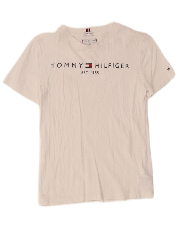 Tommy Hilfiger Girls Graphic T-Shirt Top 12-13 Years White Cotton