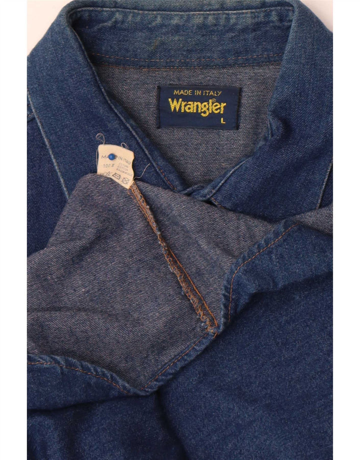 Wrangler Mens Denim Shirt Large Blue Cotton