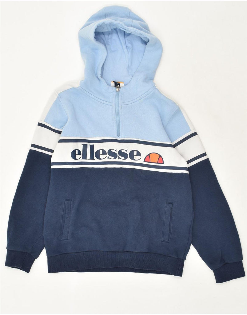 ELLESSE Boys Graphic Zip Neck Hoodie Jumper 12-13 Years Navy Blue | Vintage Ellesse | Thrift | Second-Hand Ellesse | Used Clothing | Messina Hembry 