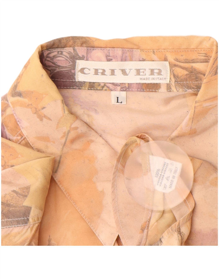 Criver Mens Graphic Shirt Large Beige Viscose