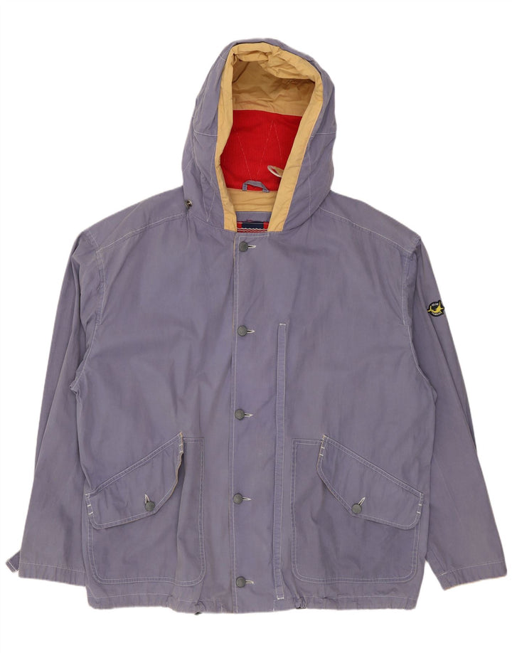 Vintage Mens Hooded Bomber Jacket UK 42 XL Blue