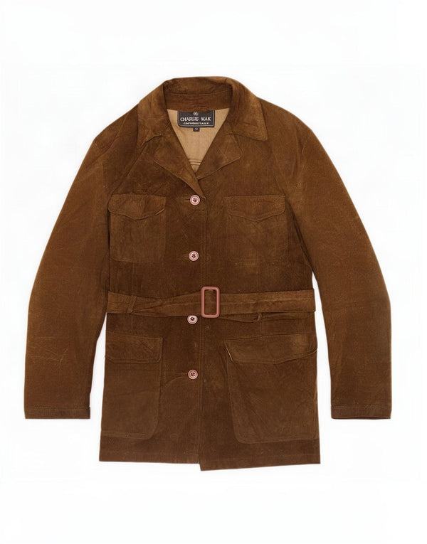 Vintage Womens Suede Jacket IT 42 Medium Brown Leather