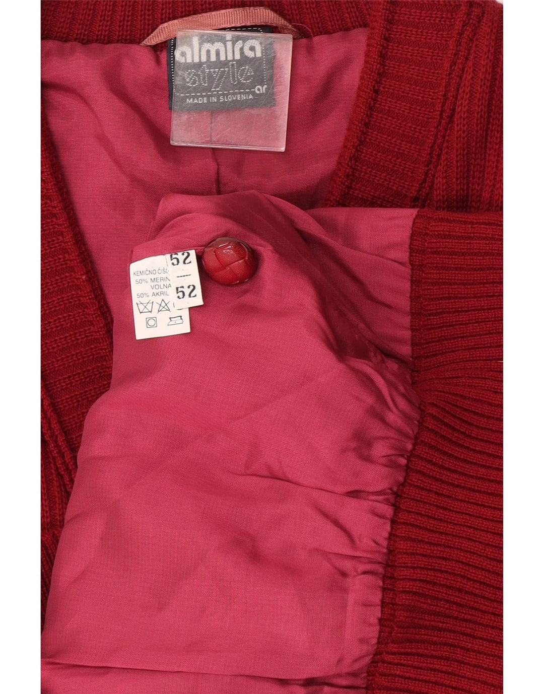 Almira Mens Cardigan Sweater IT 52 Large Red Merino Wool
