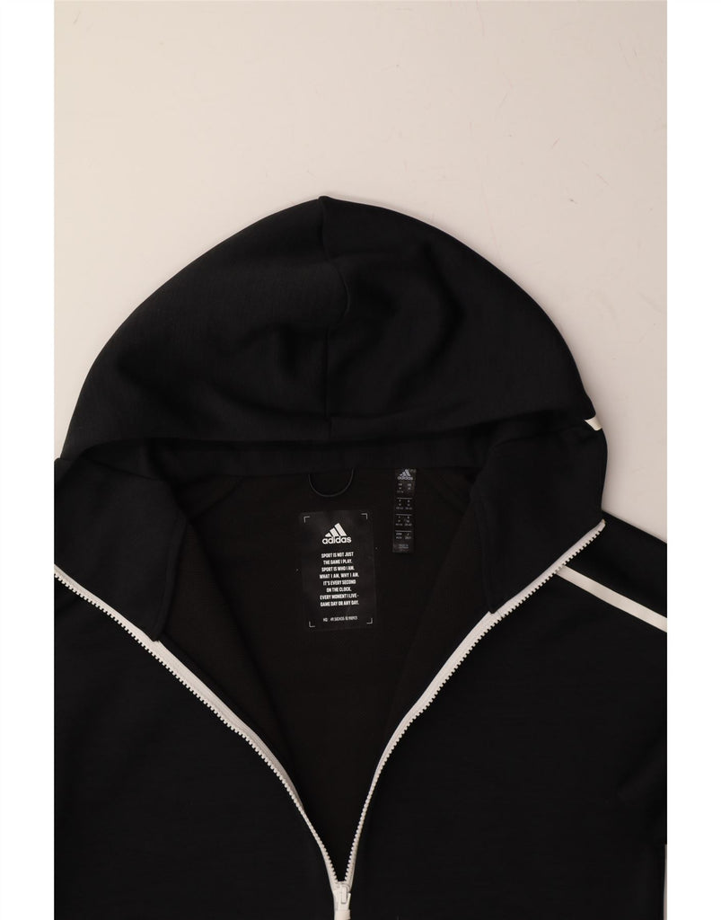 ADIDAS Womens Zip Hoodie Sweater UK 12/14 Medium Black Polyester Vintage Adidas and Second-Hand Adidas from Messina Hembry 