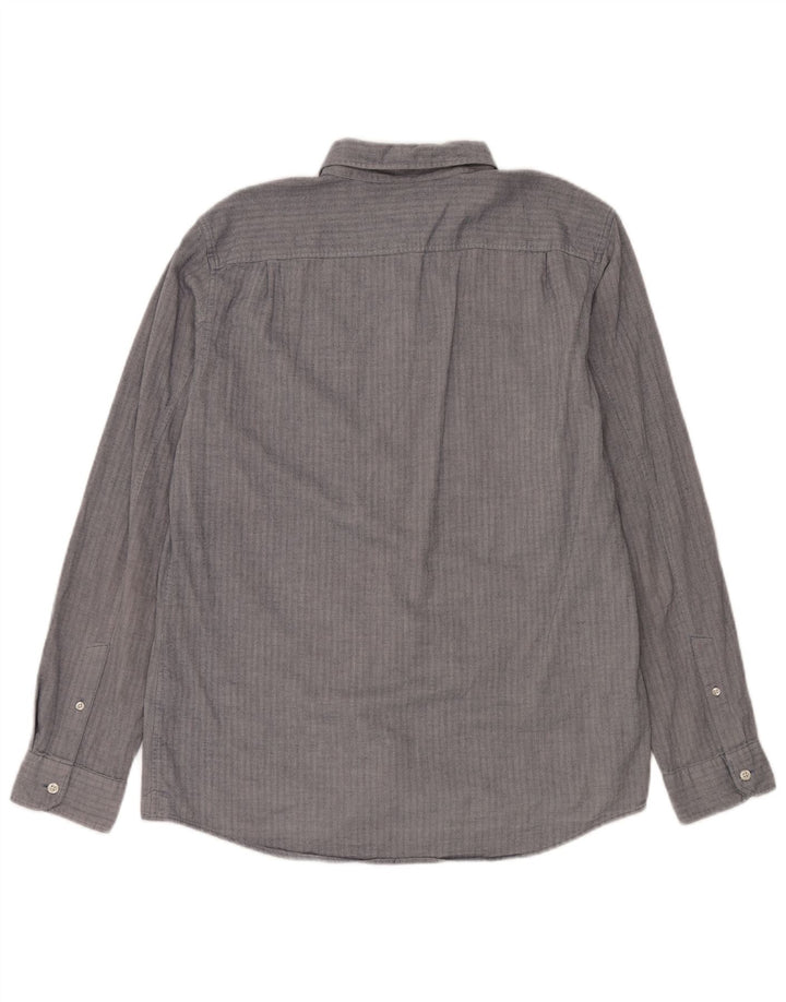 Jack Wills Mens Classic Fit Shirt Large Blue Herringbone Cotton