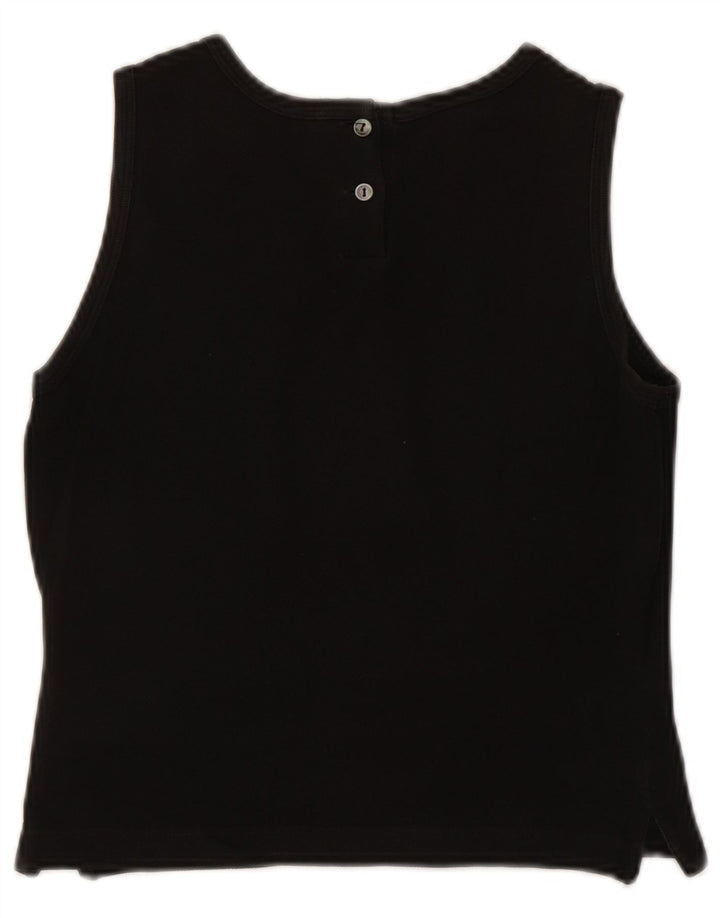 LACOSTE Womens Vest Top Size 40 Medium Black Cotton