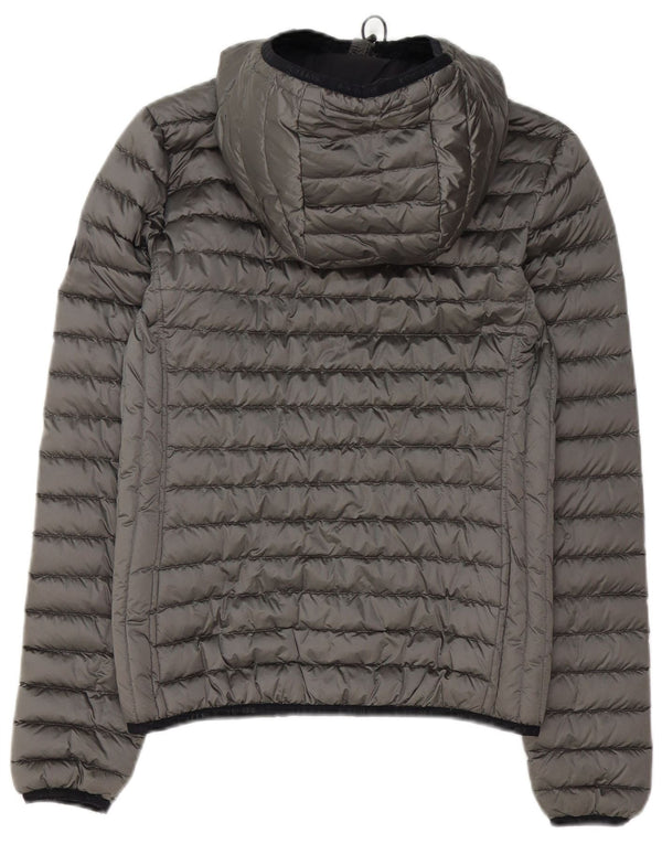 Superdry Womens Hooded Padded Jacket UK 8 Small Grey Polyester