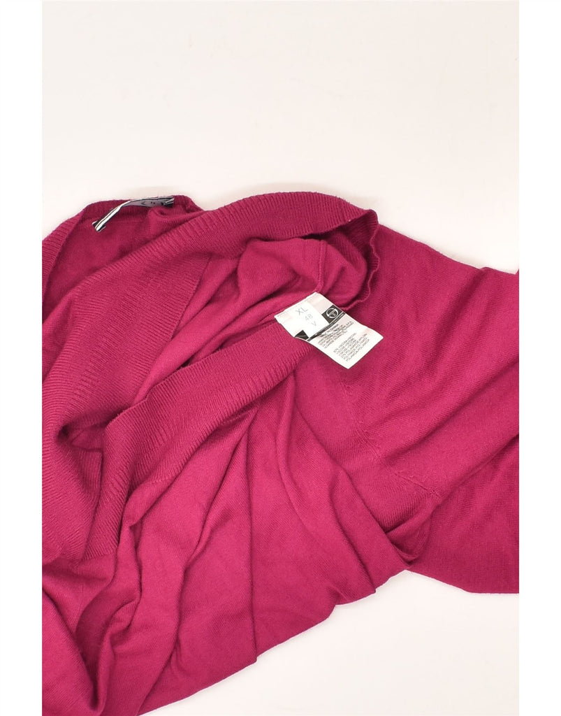 SERGIO TACCHINI Womens V-Neck Jumper Sweater IT 48 XL Pink Viscose | Vintage Sergio Tacchini | Thrift | Second-Hand Sergio Tacchini | Used Clothing | Messina Hembry 