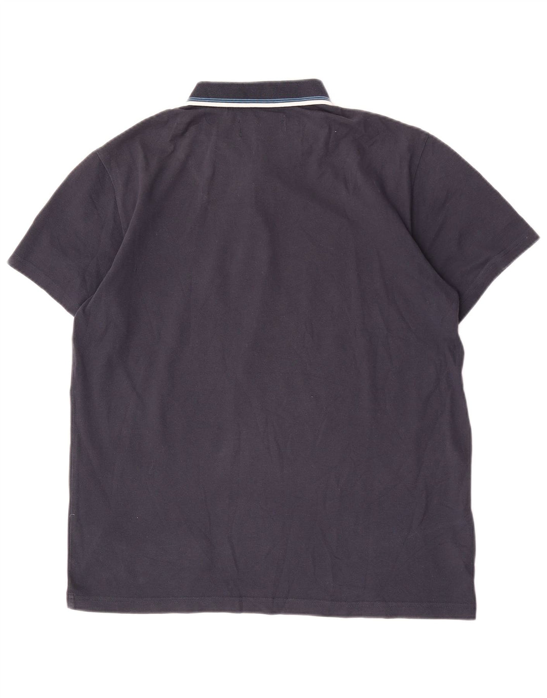 Penguin Mens Polo Shirt Large Navy Blue Striped Cotton