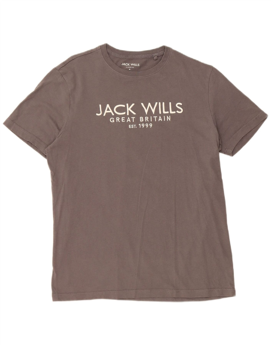 JACK WILLS Mens Classic Fit Graphic T-Shirt Top Medium Grey