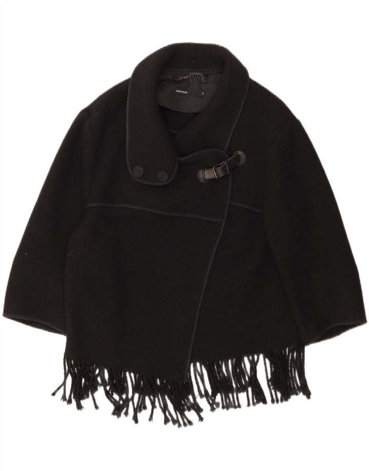 Karen Millen Womens Overcoat UK 10 Small Black Wool
