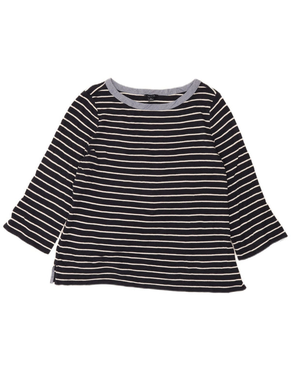 Nautica Womens Top 3/4 Sleeve UK 18 XL Navy Blue Striped Cotton