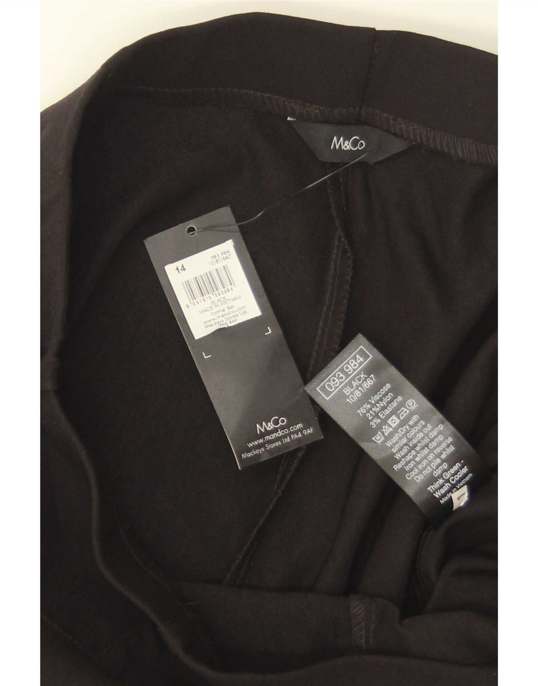 M&Co Womens Leggings UK 14 Medium Black Viscose