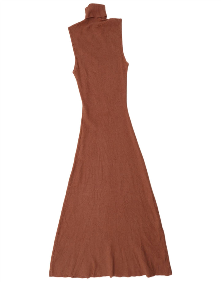 Zara Womens Sleeveless Maxi Dress UK 12 Medium Brown Viscose