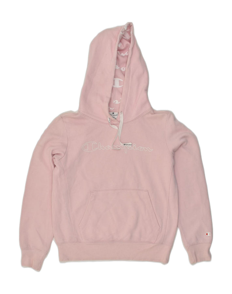 CHAMPION Womens Graphic Hoodie Jumper UK 10 Small Pink | Vintage Champion | Thrift | Second-Hand Champion | Used Clothing | Messina Hembry 