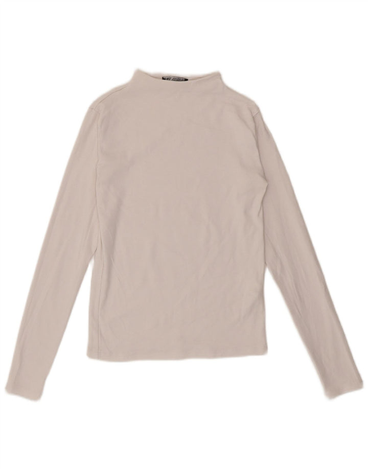 Zara Womens Top Long Sleeve UK 12 Medium White Cotton