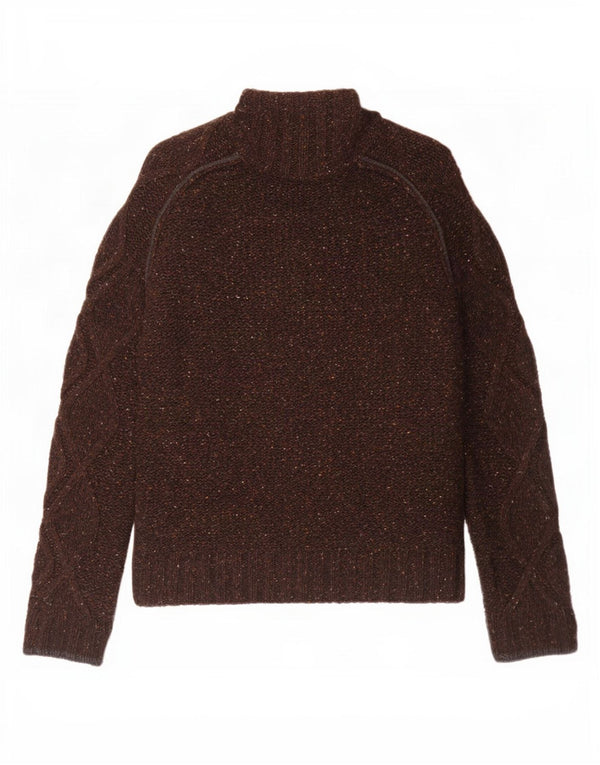 Energie Mens Knit Sherpa Jacket UK 40 Large Brown Flecked Wool