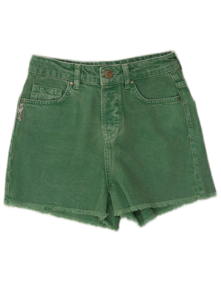 Zara Womens Denim Shorts EU 34 2XS W24  Green Cotton