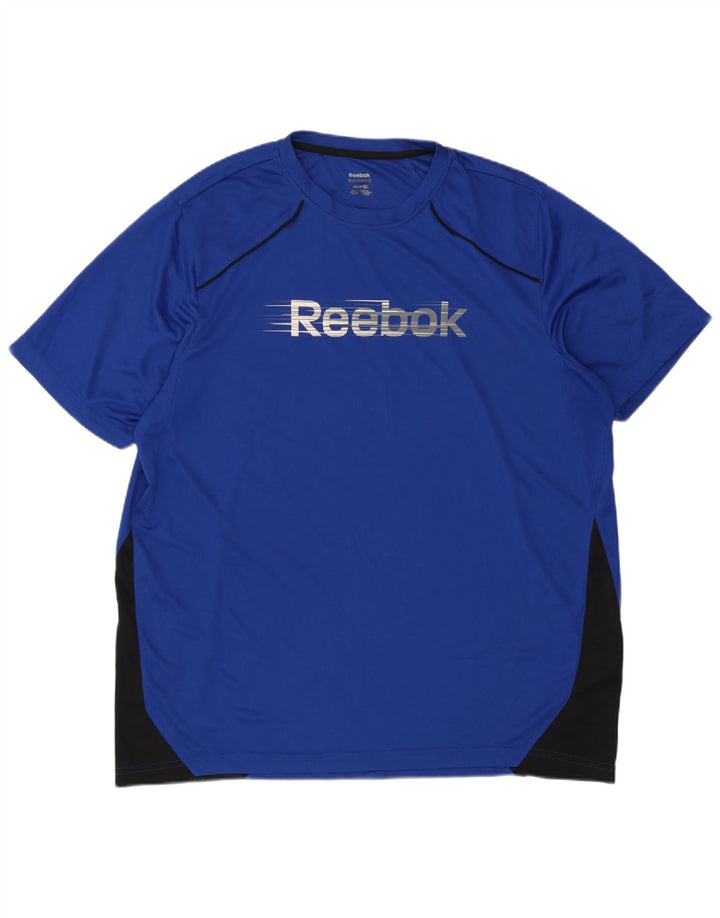 Reebok Mens Graphic T-Shirt Top XL Blue Colourblock Polyester