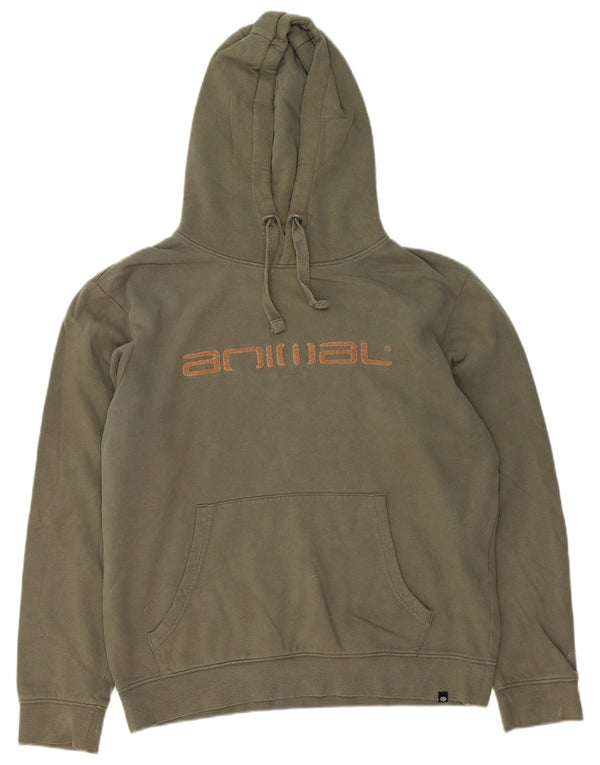 Animal Mens Graphic Hoodie Jumper Small Khaki Cotton