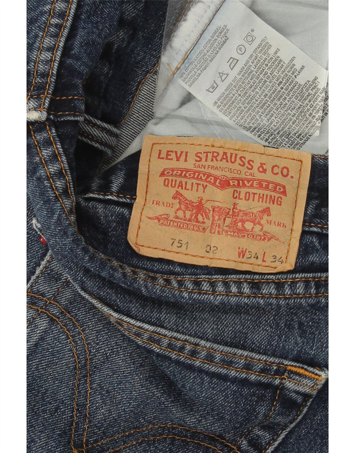 LEVI'S Mens 751 Straight Jeans W34 L27 Blue Cotton Vintage Levi's and Second-Hand Levi's from Messina Hembry 