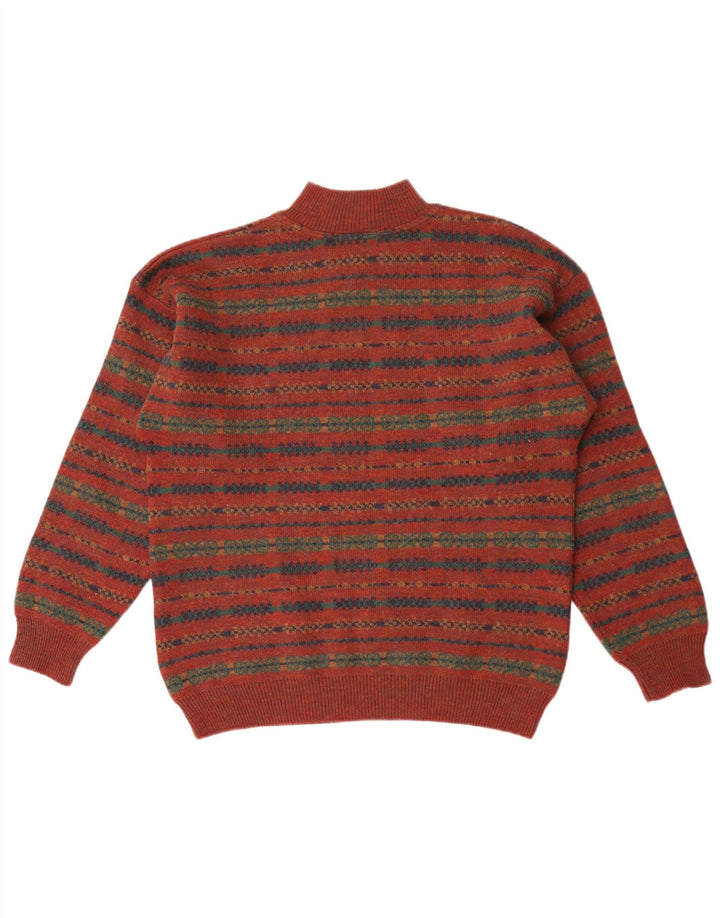 Mexx Mens Zip Neck Jumper Sweater Large Maroon Fair Isle