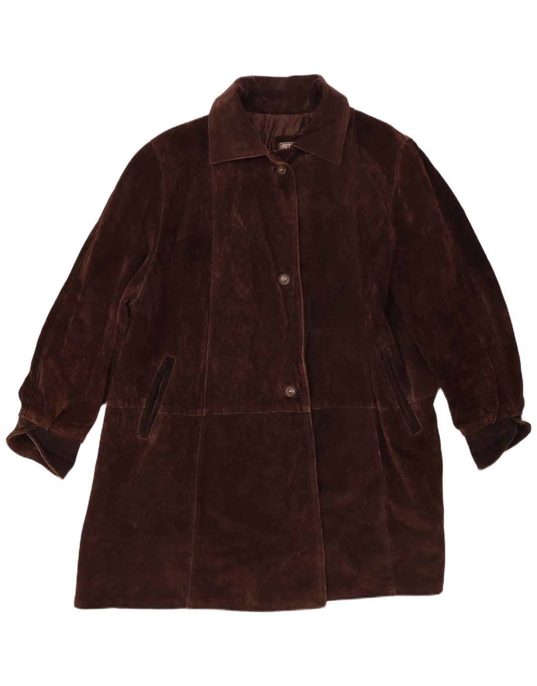 Vintage Womens Oversized Suede Overcoat UK 20 2XL Brown