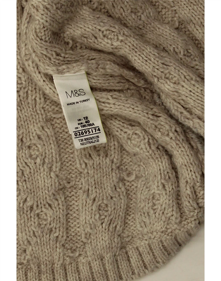 Marks & Spencer Womens Oversized Open Cardigan Sweater UK 12 Medium Beige