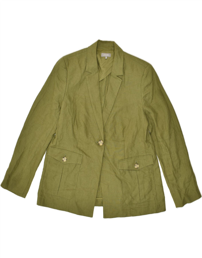 JAEGER Womens 1 Button Blazer Jacket UK 12 Medium Green | Vintage Jaeger | Thrift | Second-Hand Jaeger | Used Clothing | Messina Hembry 