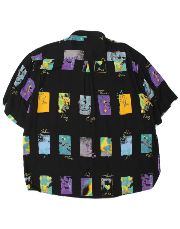 Goldress Mens Short Sleeve Shirt Size 43/44 XL Black Geometric