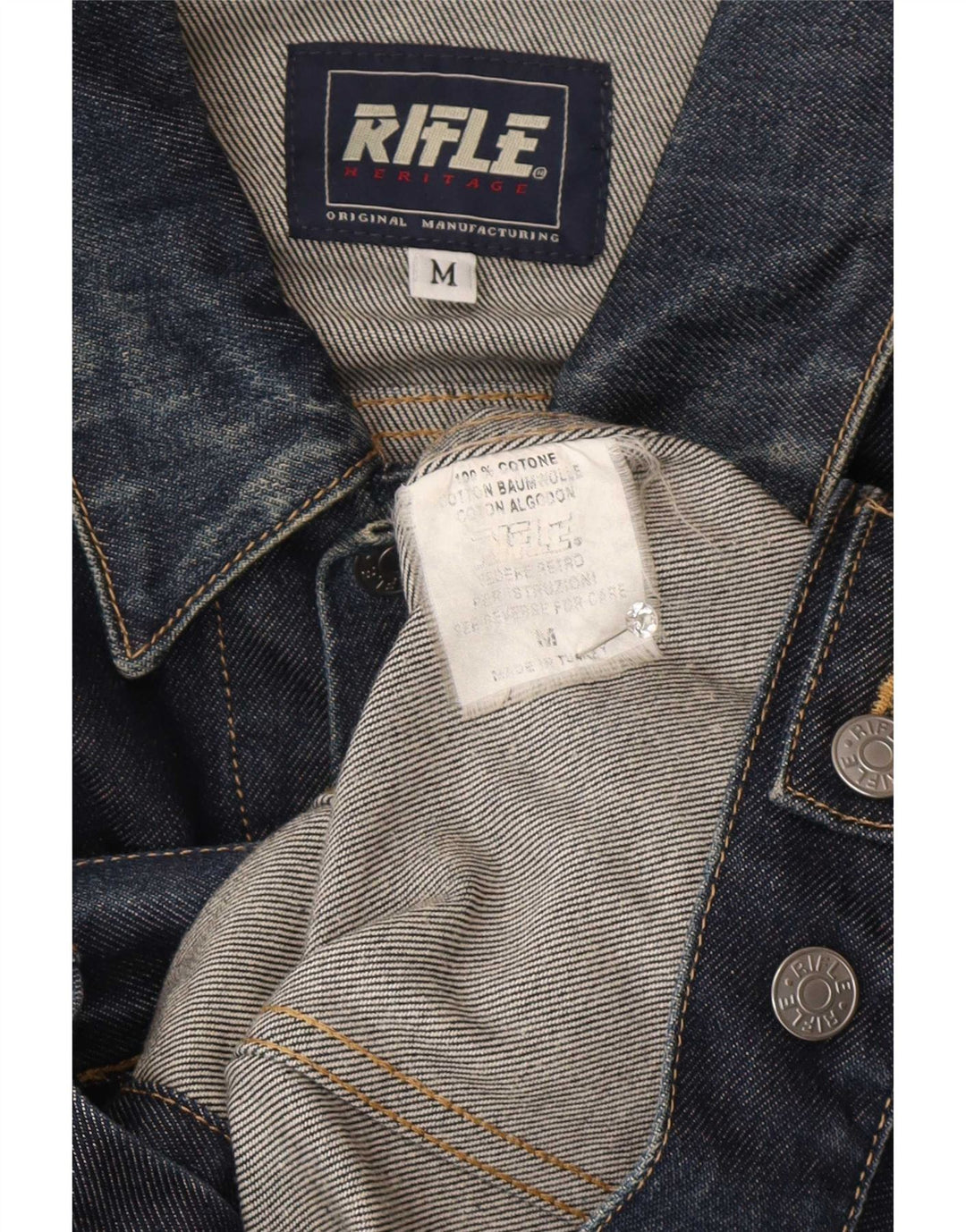 Rifle Mens Denim Jacket UK 38 Medium Navy Blue Cotton