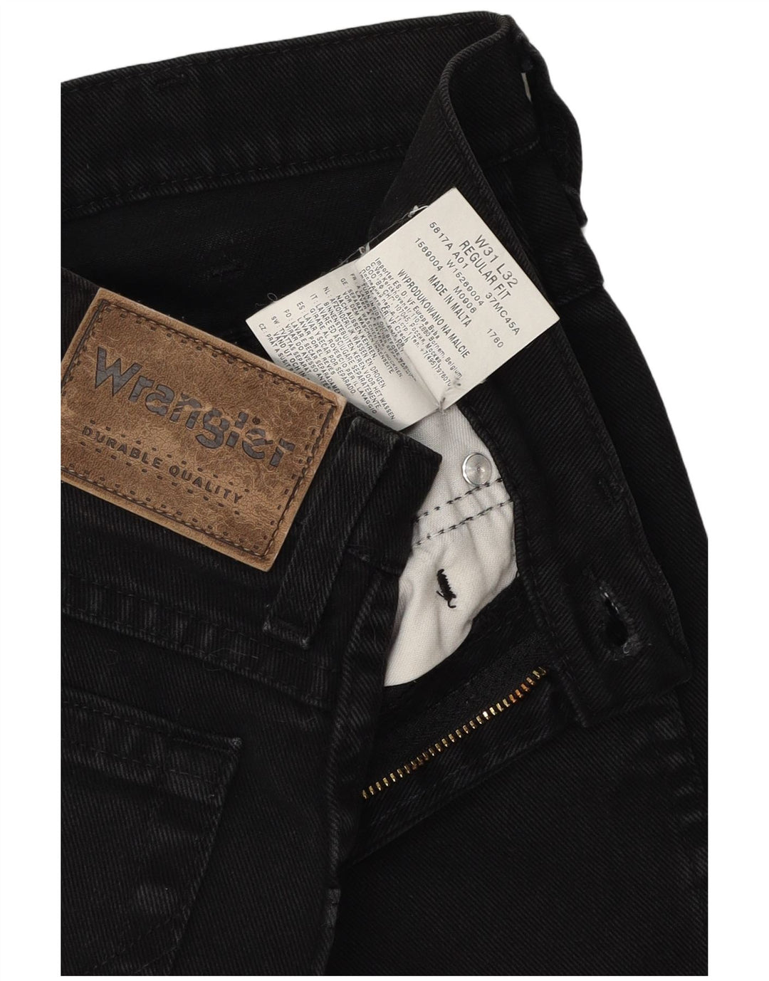 Wrangler Mens Regular Fit Straight Jeans W31 L29 Black Cotton