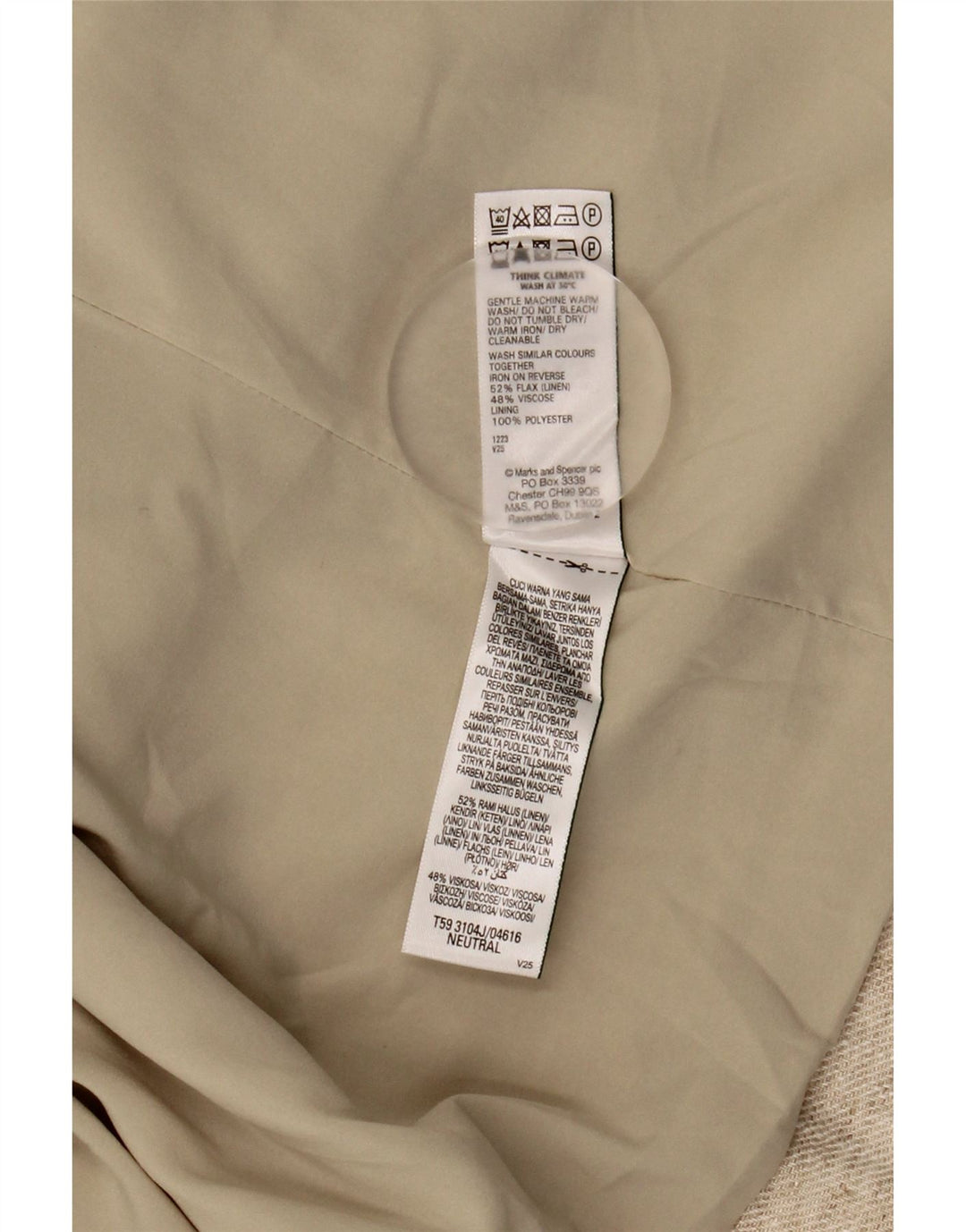 MARKS & SPENCER Womens Open Blazer Jacket UK 20 2XL Beige Linen