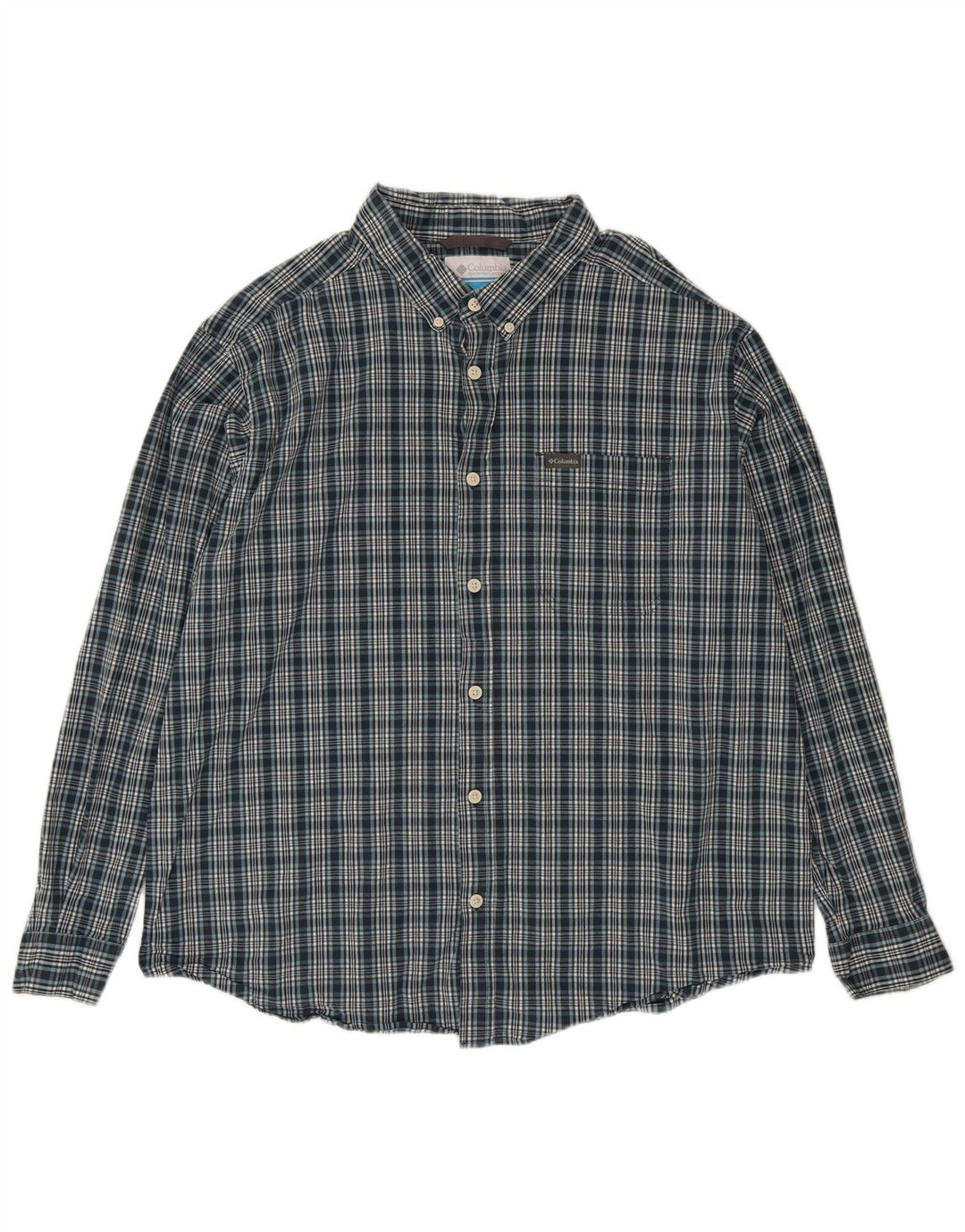 Columbia Mens Shirt 2XL Green Check Cotton