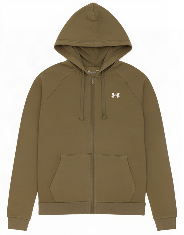 Under Armour Mens Zip Hoodie Sweater Large Khaki Cotton