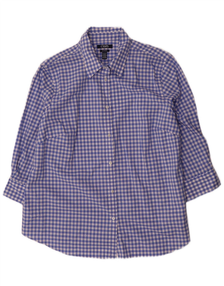Chaps Womens Shirt UK 18 XL Blue Gingham Cotton