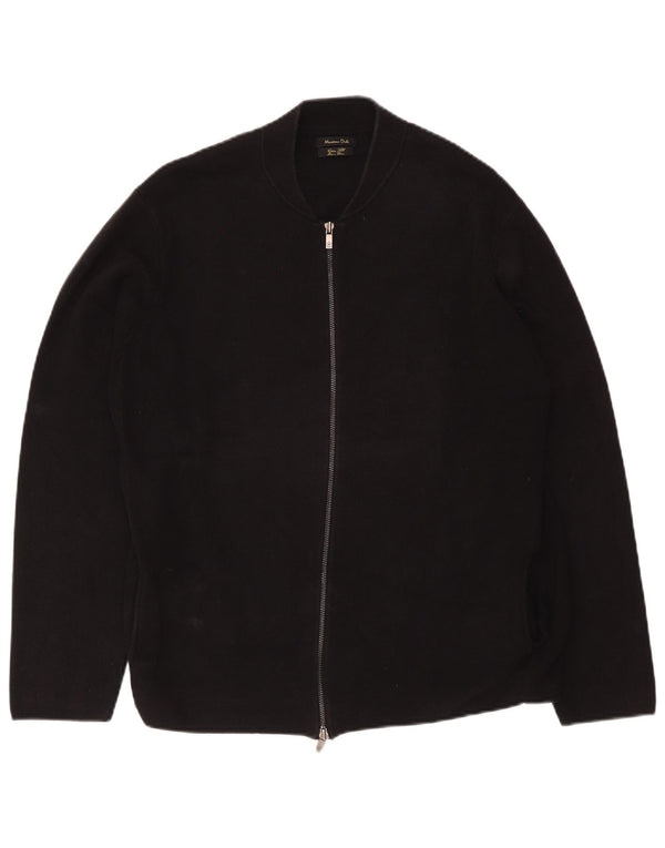 Massimo Dutti Mens Cardigan Sweater 2XL Black Cotton