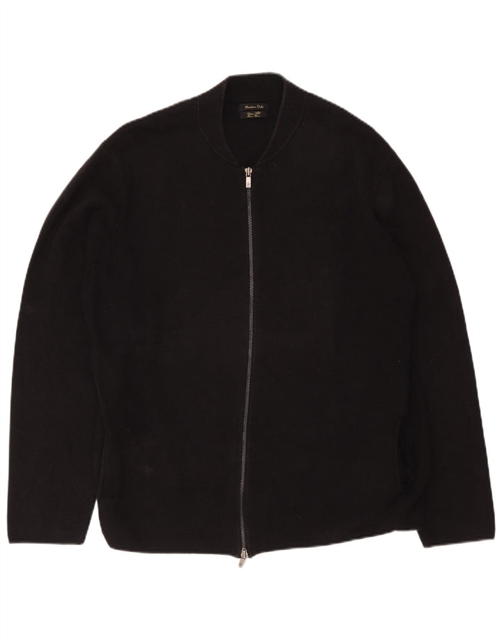 Massimo Dutti Mens Cardigan Sweater 2XL Black Cotton