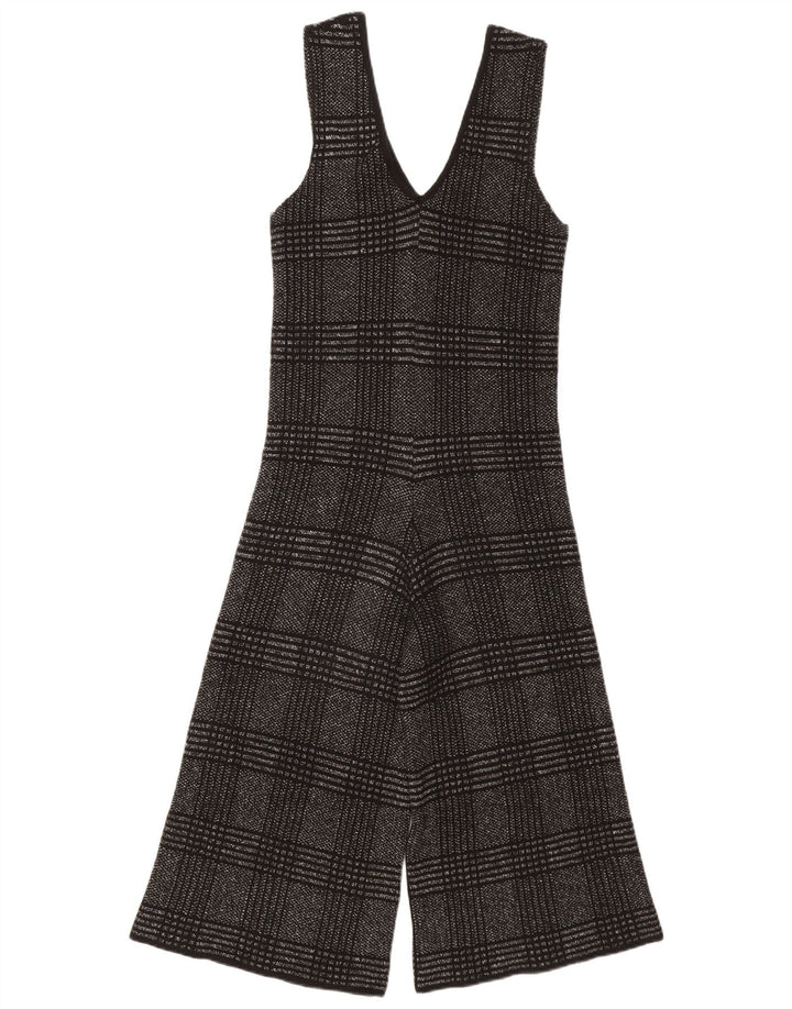 ZARA Womens Knit Jumpsuit UK 10 Small Black Chevron
