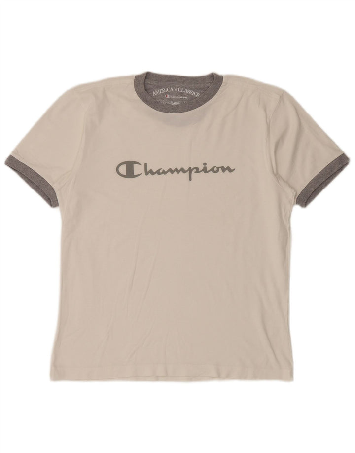 Champion Mens Graphic T-Shirt Top Medium White