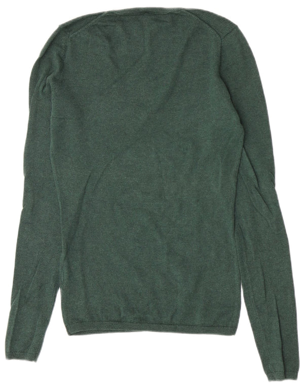 Tommy Hilfiger Womens Regular Fit V-Neck Jumper Sweater UK 6 XS Green