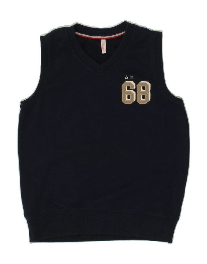 SUN68 Boys V-Neck Jumper Sweater 7-8 Years Navy Blue Cotton Vintage Sun68 and Second-Hand Sun68 from Messina Hembry 