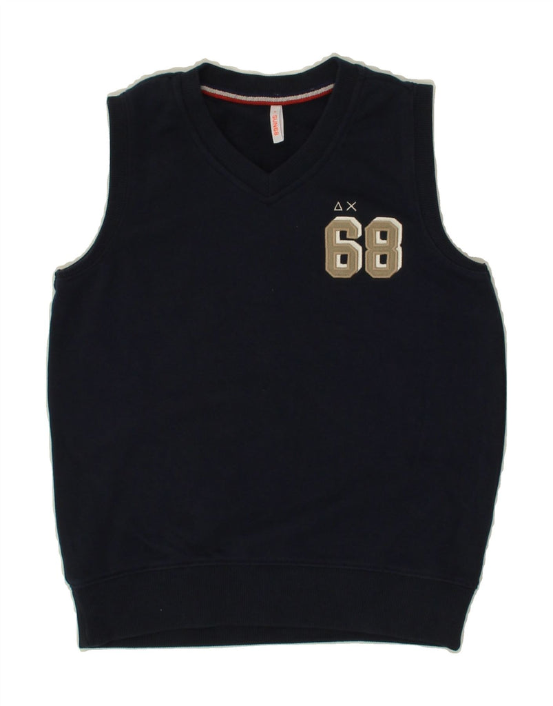 SUN68 Boys V-Neck Jumper Sweater 7-8 Years Navy Blue Cotton Vintage Sun68 and Second-Hand Sun68 from Messina Hembry 