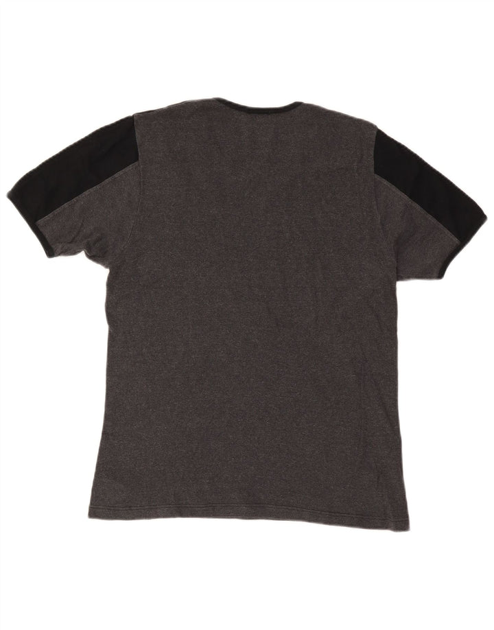 Roccobarocco Mens T-Shirt Top Large Grey Colourblock Cotton