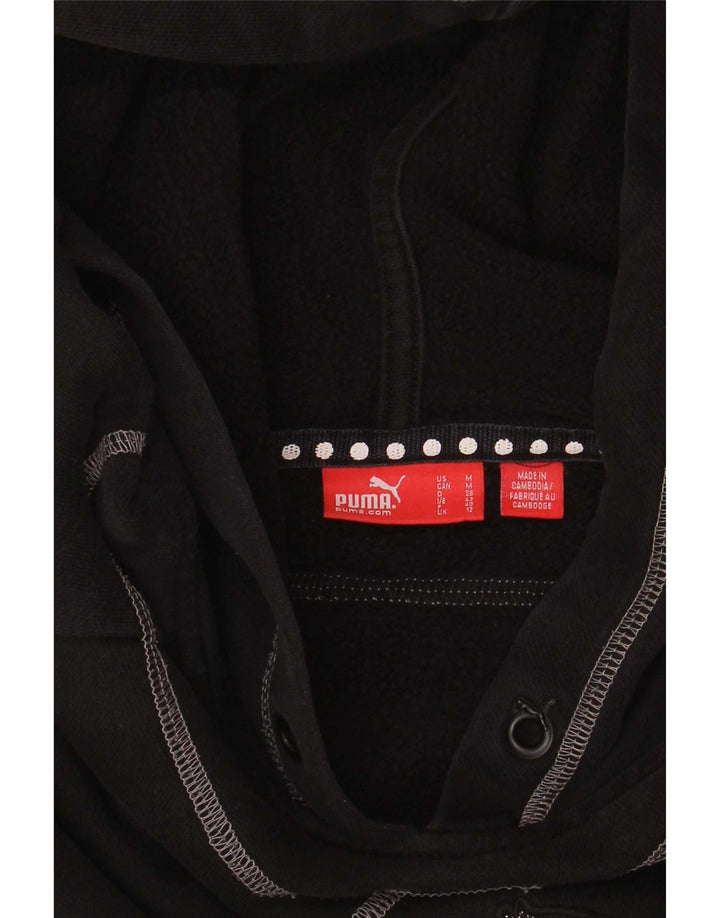 Puma Womens Graphic Hoodie Jumper UK 12 Medium Black