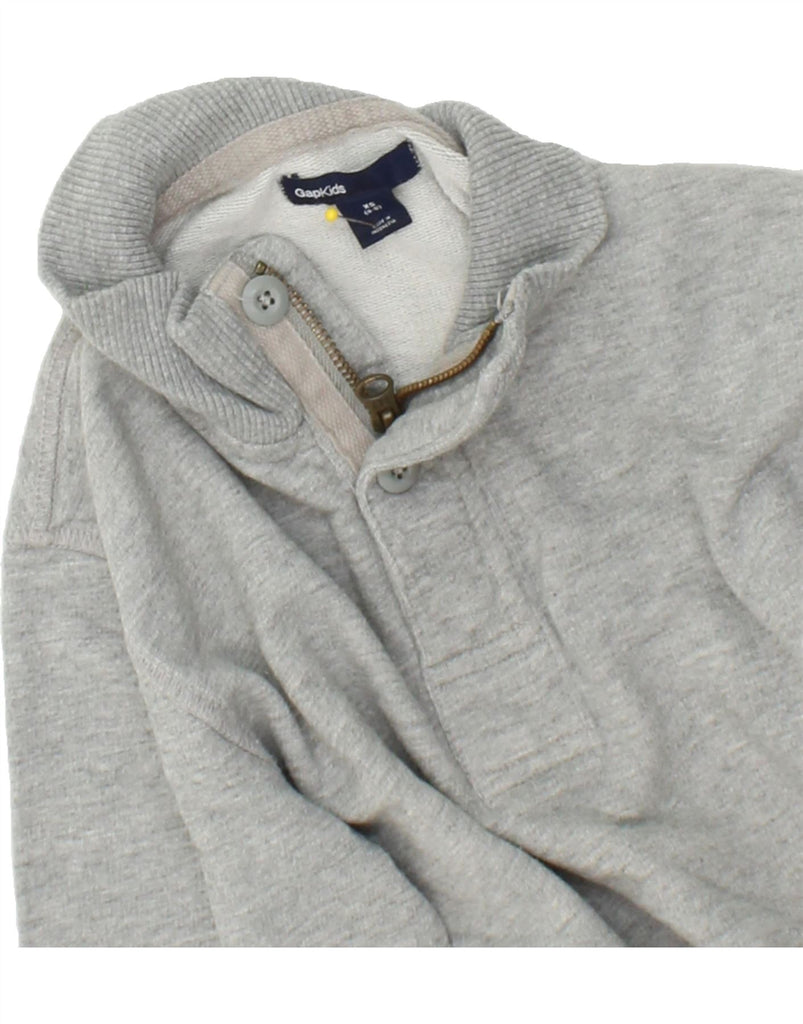 GAP Boys Zip Neck Sweatshirt Jumper 4-5 Years XS Grey Cotton Vintage Gap and Second-Hand Gap from Messina Hembry 