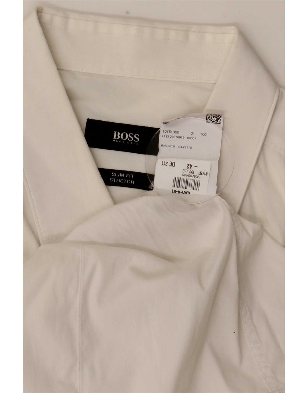 Hugo Boss Mens Slim Fit Shirt Size 42 Large White Cotton