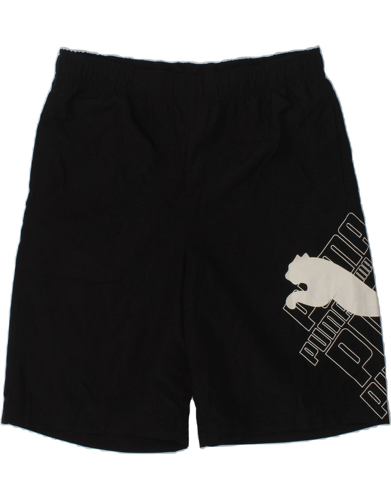 PUMA Boys Graphic Sport Shorts 11-12 Years Black Polyester | Vintage Puma | Thrift | Second-Hand Puma | Used Clothing | Messina Hembry 